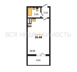 квартира-студия, 26,68кв.м. - изображение 1