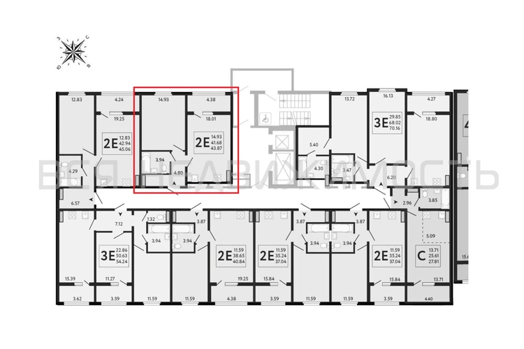 1-комнатная квартира, 43.87кв.м - изображение 1