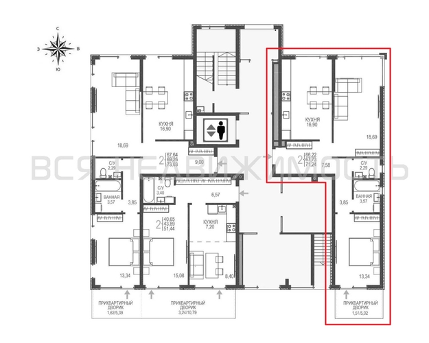 2-комнатная квартира, 71.24кв.м - изображение 1