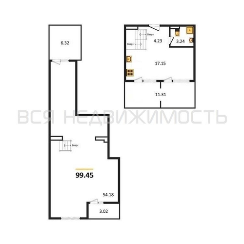 1-комнатная квартира, 99.45кв.м - изображение 0