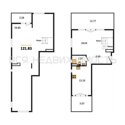 2-комнатная квартира, 121.83кв.м - изображение