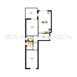 2-комнатная квартира, 64.73кв.м - изображение 1
