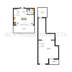 1-комнатная квартира, 99.45кв.м 1-комнатная квартира, 99.45кв.м - изображение 1