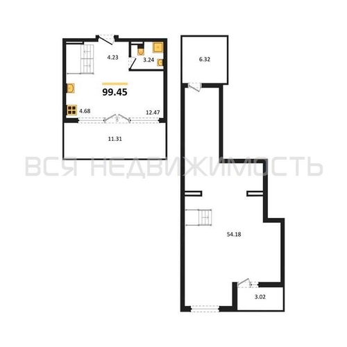 1-комнатная квартира, 99.45кв.м - изображение 0
