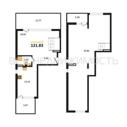 2-комнатная квартира, 121.83кв.м 2-комнатная квартира, 121.83кв.м - изображение 1