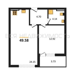 1-комнатная квартира, 49.58кв.м - изображение 1