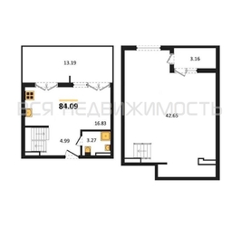 1-комнатная квартира, 84.09кв.м - изображение 1