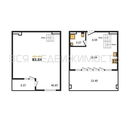 1-комнатная квартира, 83.84кв.м - изображение