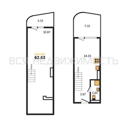 1-комнатная квартира, 62.63кв.м - изображение 1