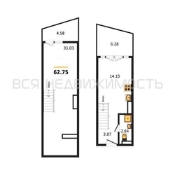 1-комнатная квартира, 62.75кв.м - изображение 1