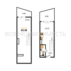 1-комнатная квартира, 63.48кв.м - изображение 1