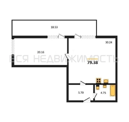 1-комнатная квартира, 79.38кв.м - изображение 1