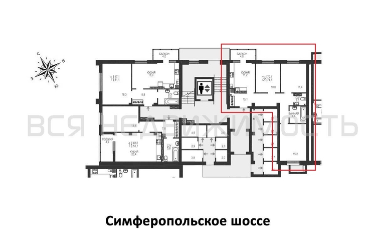 3-комнатная квартира, 74.1кв.м - изображение 1