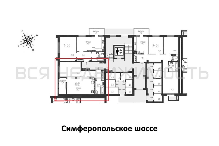 1-комнатная квартира, 53.1кв.м - изображение 1