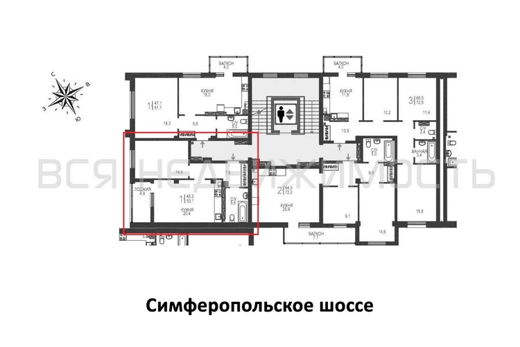1-комнатная квартира, 53.1кв.м - изображение 1