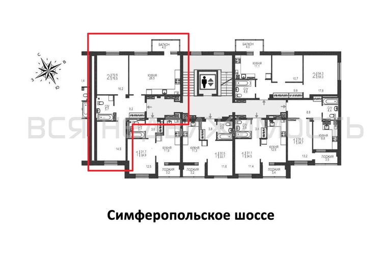 2-комнатная квартира, 76.5кв.м - изображение 1