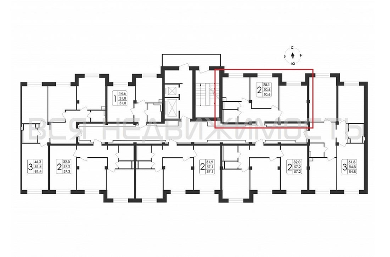 2-комнатная квартира, 50.6кв.м - изображение 1