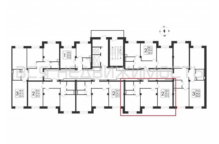 2-комнатная квартира, 57.2кв.м - изображение 1
