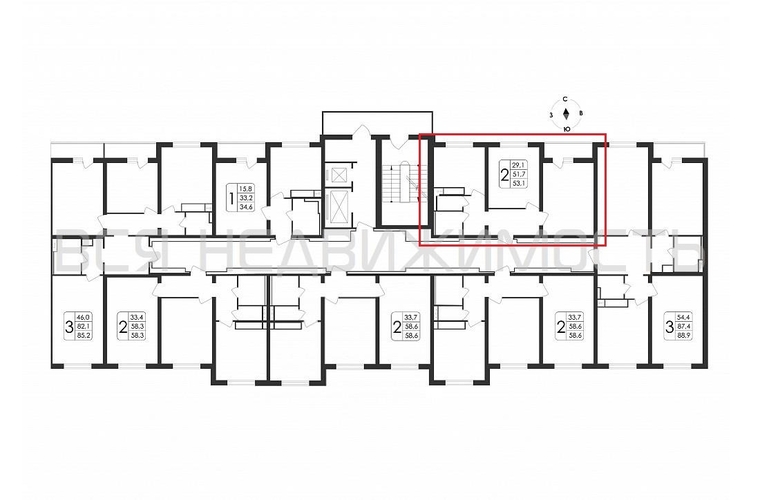 2-комнатная квартира, 53.1кв.м - изображение 1