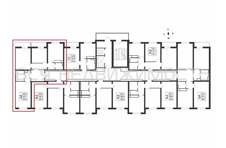 3-комнатная квартира, 85.2кв.м - изображение 1