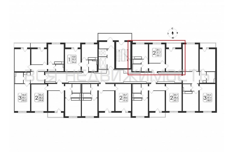 2-комнатная квартира, 53.1кв.м - изображение 1