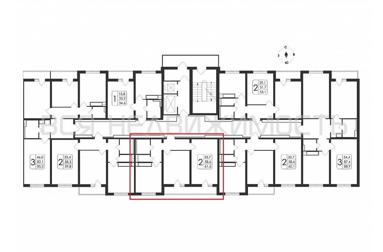 2-комнатная квартира, 61.6кв.м - изображение 1