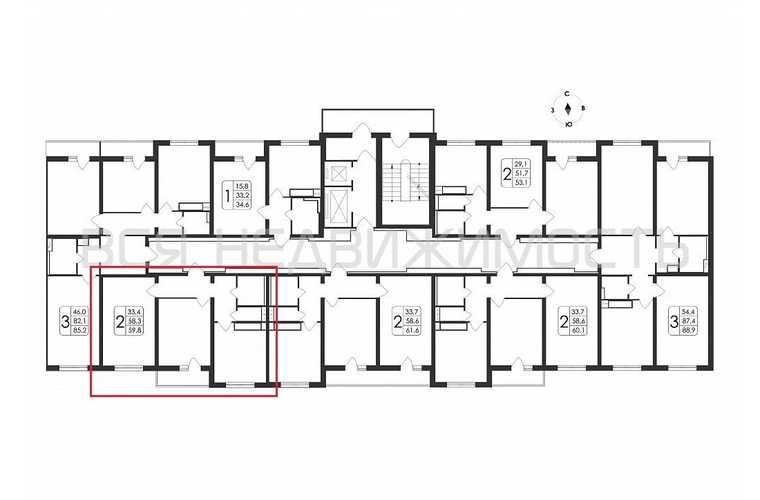 2-комнатная квартира, 59.8кв.м - изображение 1