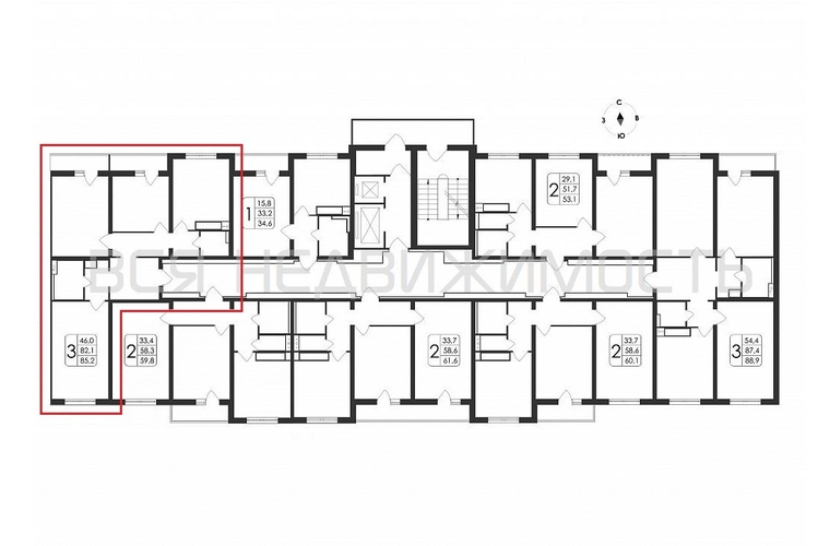 3-комнатная квартира, 85.2кв.м - изображение 1