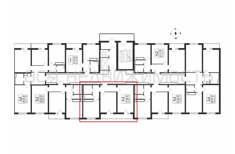 2-комнатная квартира, 61.6кв.м - изображение 1