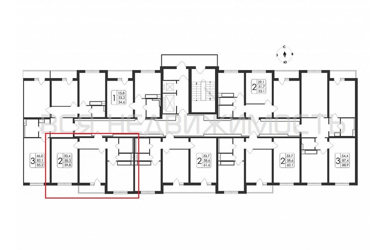 2-комнатная квартира, 59.8кв.м - изображение 1