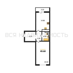 1-комнатная квартира, 49.6кв.м 1-комнатная квартира, 49.6кв.м - изображение 1