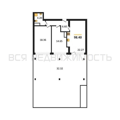 2-комнатная квартира, 98.4кв.м - изображение