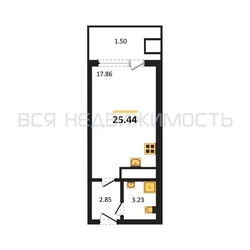 квартира-студия, 25,44кв.м. квартира-студия, 25,44кв.м. - изображение 1