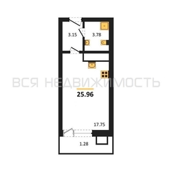 квартира-студия, 25,96кв.м. квартира-студия, 25,96кв.м. - изображение 1