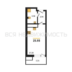 квартира-студия, 25,93кв.м. квартира-студия, 25,93кв.м. - изображение 1
