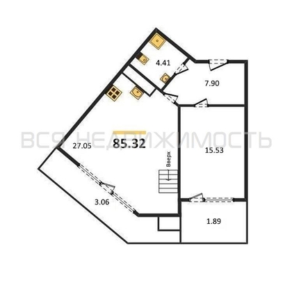 1-комнатная квартира, 85.32кв.м - изображение