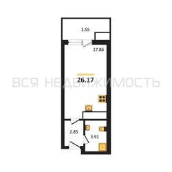 квартира-студия, 26,17кв.м. квартира-студия, 26,17кв.м. - изображение 1