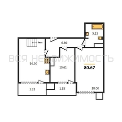 3-комнатная квартира, 80.67кв.м - изображение 1
