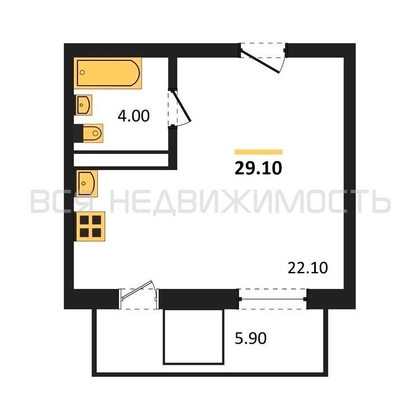 квартира-студия, 29,1кв.м. квартира-студия, 29,1кв.м. - изображение