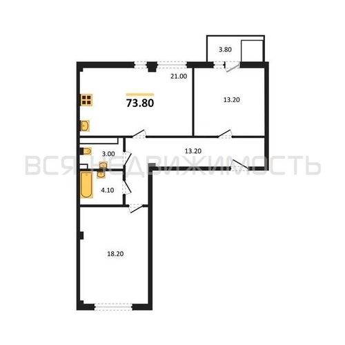 2-комнатная квартира, 76.6кв.м - изображение 0