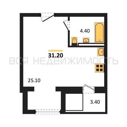 квартира-студия, 31,2кв.м. квартира-студия, 31,2кв.м. - изображение
