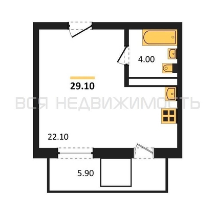 квартира-студия, 29,1кв.м. квартира-студия, 29,1кв.м. - изображение