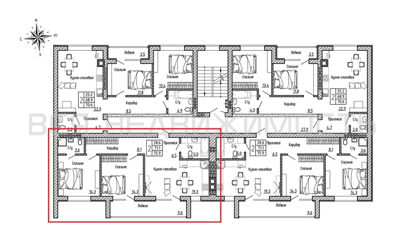 2-комнатная квартира, 75.9кв.м - изображение 1