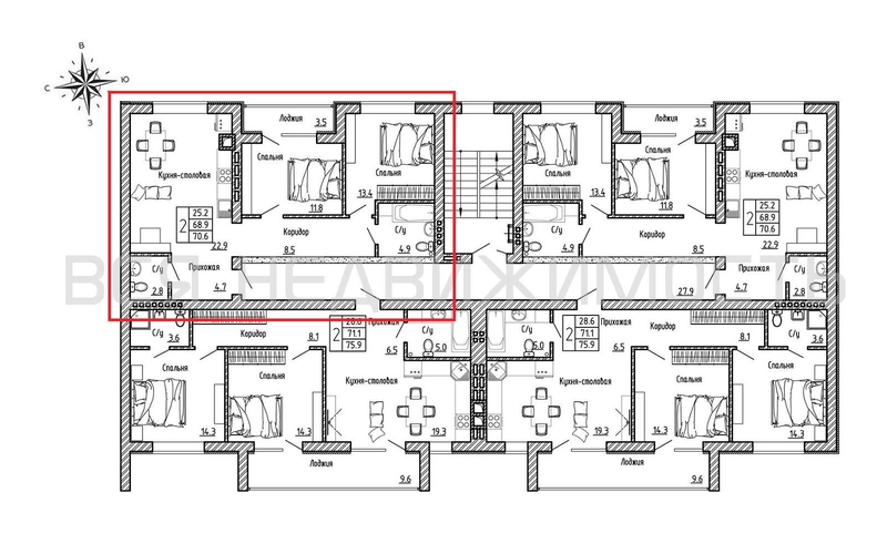 2-комнатная квартира, 70.6кв.м - изображение 1