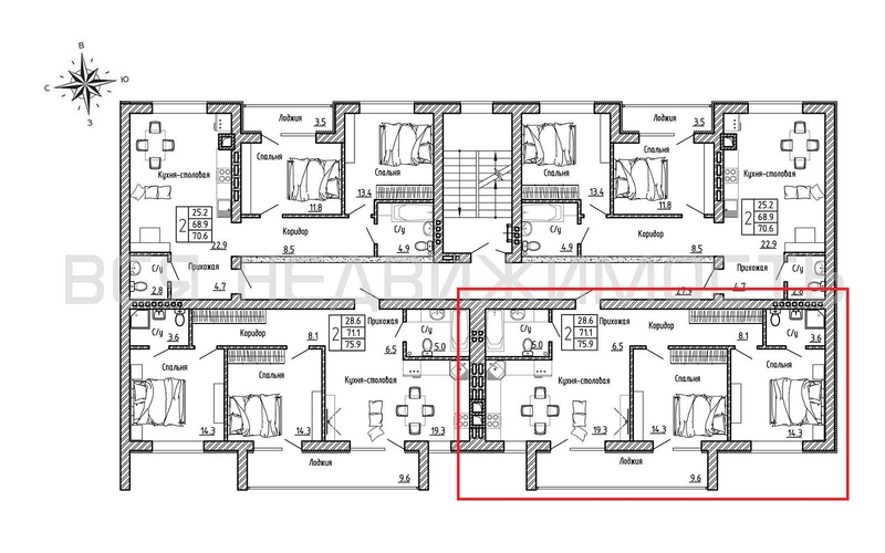 2-комнатная квартира, 75.9кв.м - изображение 1