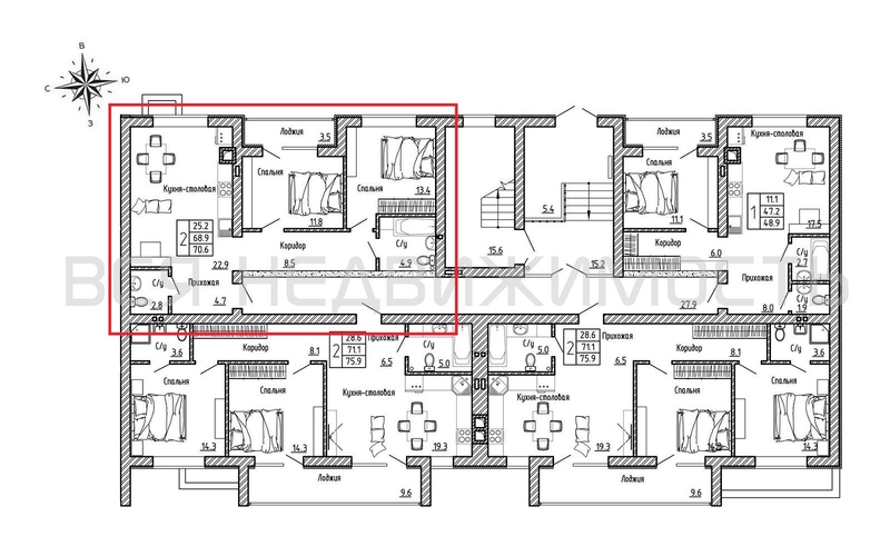 2-комнатная квартира, 70.6кв.м - изображение 1