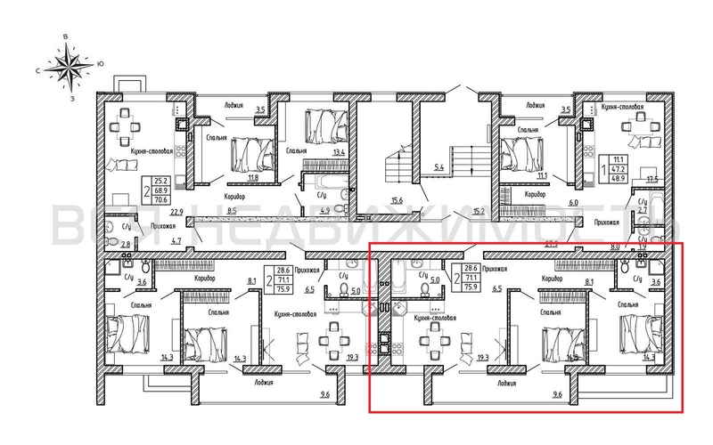 2-комнатная квартира, 75.9кв.м - изображение 1