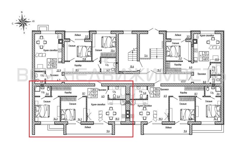 2-комнатная квартира, 75.9кв.м - изображение 1