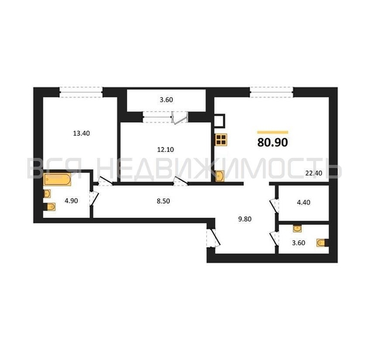 2-комнатная квартира, 80.9кв.м - изображение 0