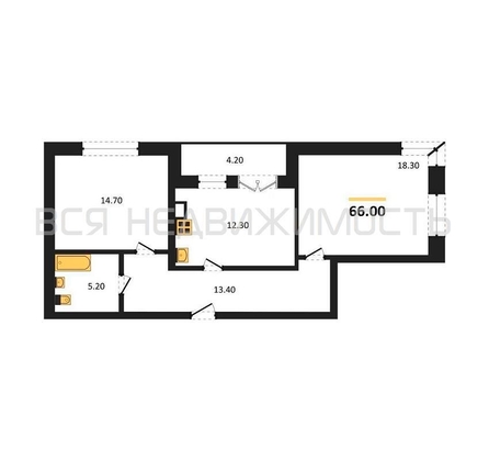 2-комнатная квартира, 66кв.м - изображение
